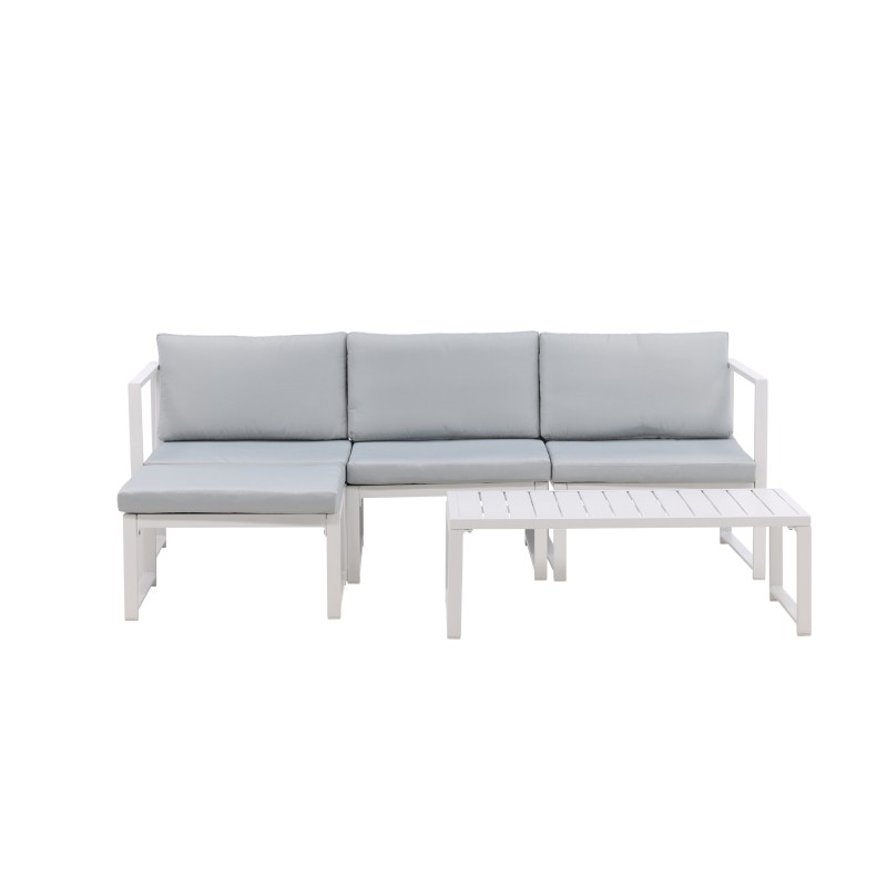 Salvador diivanikomplekt - White Alu / Grey Cushions. 2 nurka + 1 keskosa + 1 otoom