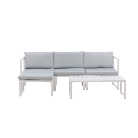 Salvador diivanikomplekt - White Alu / Grey Cushions. 2 nurka + 1 keskosa + 1 otoom