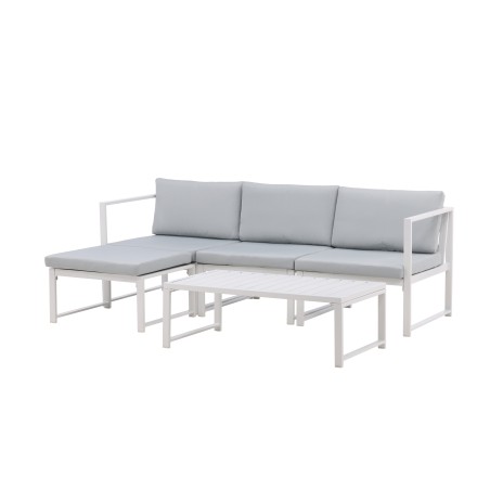 Salvador diivanikomplekt - White Alu / Grey Cushions. 2 nurka + 1 keskosa + 1 otoom