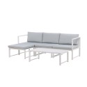 Salvador diivanikomplekt - White Alu / Grey Cushions. 2 nurka + 1 keskosa + 1 otoom