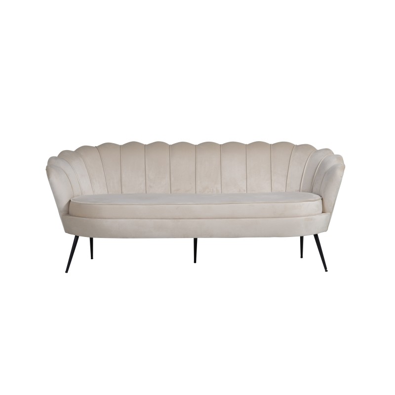 Calais 3-kohaline diivan - Beige Velvet - Mustad jalad