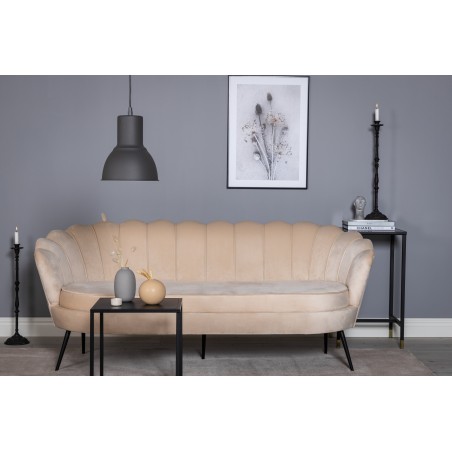 Calais 3-kohaline diivan - Beige Velvet - Mustad jalad