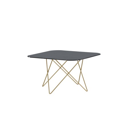 Tristar diivanilaud – harjatud messing / must klaasmarmor