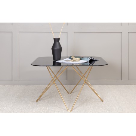 Tristar diivanilaud – harjatud messing / must klaasmarmor