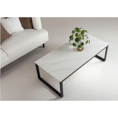 Estelle diivanilaud 120*60*36 - must/valge Marblelook 