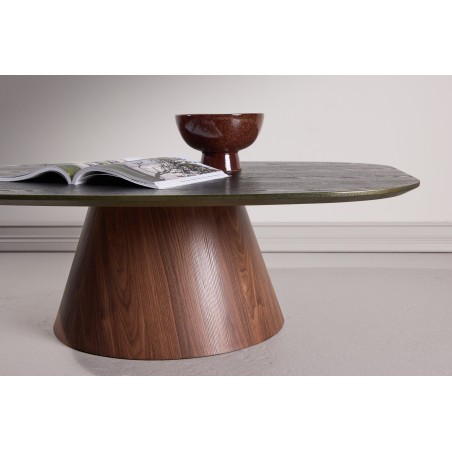 Lanzo diivanilaud 120x92,5x39 cm - MDF 3D paberiga / Mocca jalg / roheline top