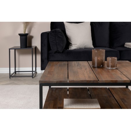 Padang Soffbord – Svart / Mörk Teak – 80*80*H40