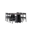 Bootcut ovaalne söögilaud - must / must Fanéer + Montros söögitool - naturaalne / naturaalne kummipuu 