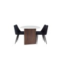 Grönvik söögilaud 180*75 - Mocca / valkjas Concretelook MDF + öösöögitool - must / must samet 