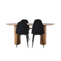 Isolde söögilaud 140*75 - loodus / loodus MDF + söögitool Polar - mustad jalad / must samet 