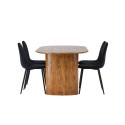 Isolde söögilaud 140*75 - loodus / loodus MDF + söögitool Polar - mustad jalad / must samet 