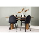Isolde söögilaud 140*75 - loodus / loodus MDF + söögitool Polar - mustad jalad / must samet 