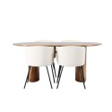 Isolde söögilaud 140*75 - loodus / loodus MDF + Berit tool - must / beež samet 