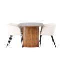 Isolde söögilaud 140*75 - loodus / loodus MDF + Berit tool - must / beež samet 