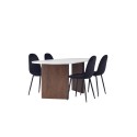 Grönvik söögilaud 180*75 - Mocca / valkjas Concretelook MDF + söögitool Polar - mustad jalad / must samet 