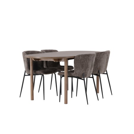 Andy söögilaud 180*75 - naturaalne / naturaalne MDF + Modesto söögitool - hall / suitsutatud must boucle 
