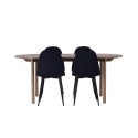 Andy söögilaud 180*75 - naturaalne / naturaalne MDF + söögitool Polar - mustad jalad / must samet 
