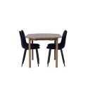 Andy söögilaud 180*75 - naturaalne / naturaalne MDF + söögitool Polar - mustad jalad / must samet 