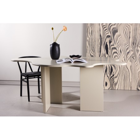 Lilledega söögilaud 190x123x76 cm - MDF beež maal FSC 100%