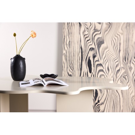 Lilledega söögilaud 190x123x76 cm - MDF beež maal FSC 100%