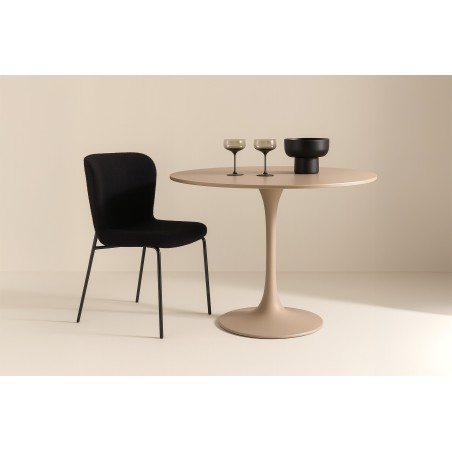 Glade ümmargune söögilaud φ100x75 cm - terasraam / MDF beež maal