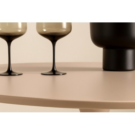Glade ümmargune söögilaud φ100x75 cm - terasraam / MDF beež maal