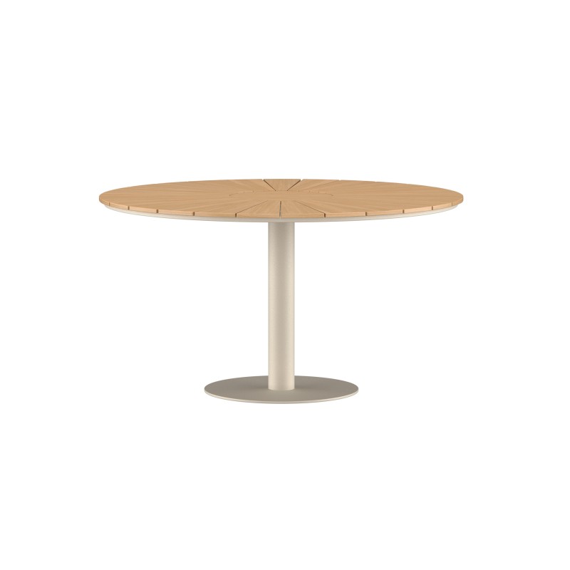 Croft ümmargune söögilaud ø120 - beež Alu/Teak