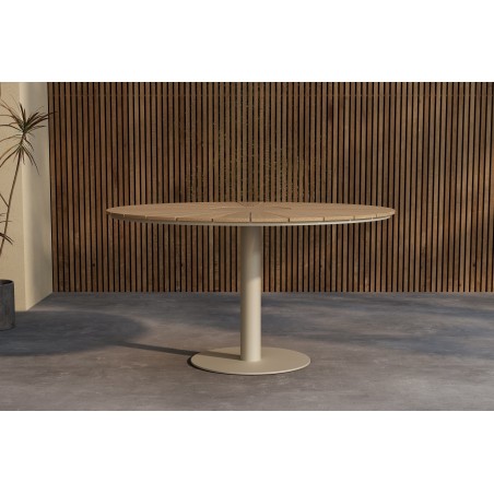 Croft ümmargune söögilaud ø120 - beež Alu/Teak