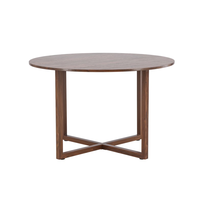 Durango ümmargune söögilaud φ120x75 cm - terasraam / MDF pähkel 3D-paber