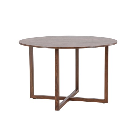 Durango ümmargune söögilaud φ120x75 cm - terasraam / MDF pähkel 3D-paber