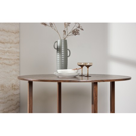 Durango ümmargune söögilaud φ120x75 cm - terasraam / MDF pähkel 3D-paber