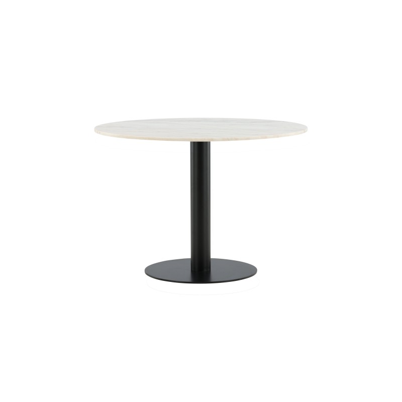 Estelle ümmargune söögilaud 106cm Valge marmor / mustad jalad