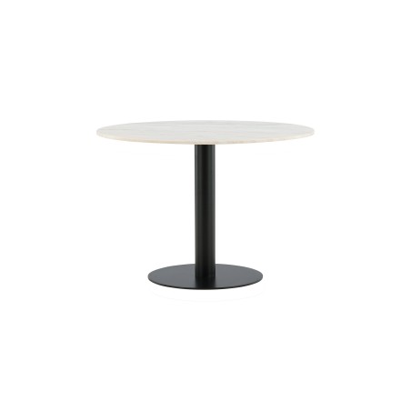 Estelle ümmargune söögilaud 106cm Valge marmor / mustad jalad