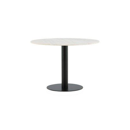 Estelle ümmargune söögilaud 106cm Valge marmor / mustad jalad