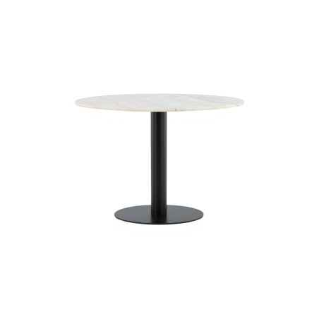 Estelle ümmargune söögilaud 106cm Valge marmor / mustad jalad