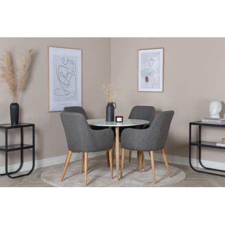 Plaza Runt Matbord – Ek-Look / Vit – ø100*H75