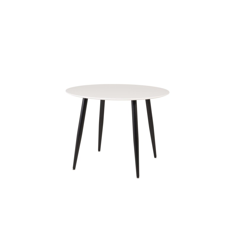 Plaza Round söögilaud 100cm - valge MDF / mustad jalad