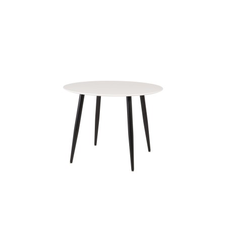 Plaza Round söögilaud 100cm - valge MDF / mustad jalad