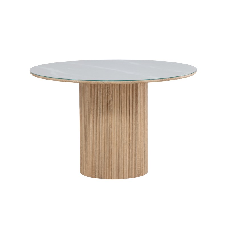 Häröni söögilaud ø120x75 cm - MDF Nature 3D paber / karastatud klaas FSC 100%