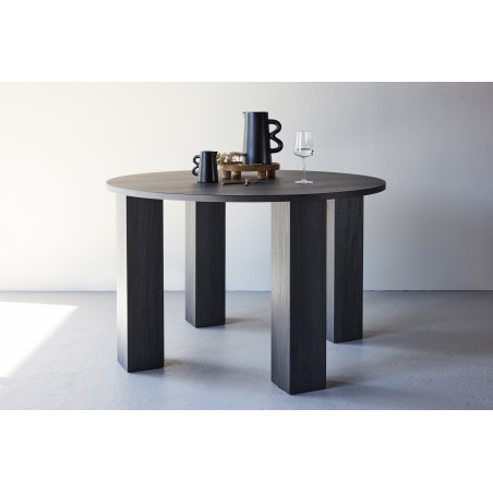 Juno ümmargune söögilaud Ф120x75 cm - MDF musta 3D paberiga