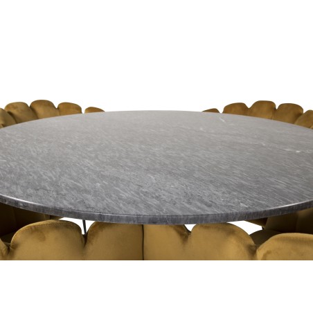 Estelle runt Matbord - Borstad Mässing / Svart marmor - ø106*H75+Limhamn - Tool - Gold Velvet