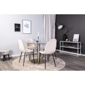 Estelle runt Matbord - Borstad Mässing / Svart marmor - ø106*H75+Polar söögitool - Mustad jalad / beež Velvet