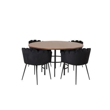 Kopenhaagen – ümmargune söögilaud – pruun / must+Limhamn – tool – Black Velvet