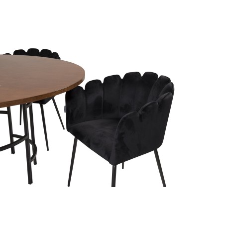 Kopenhaagen – ümmargune söögilaud – pruun / must+Limhamn – tool – Black Velvet