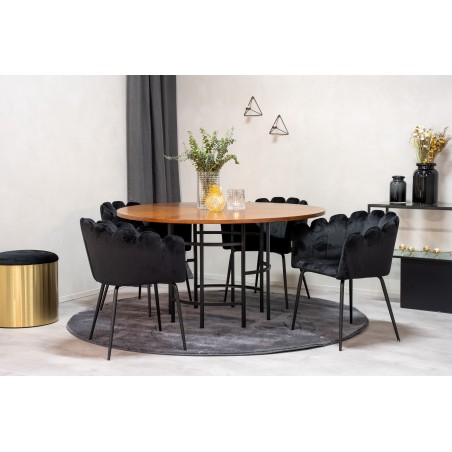 Kopenhaagen – ümmargune söögilaud – pruun / must+Limhamn – tool – Black Velvet