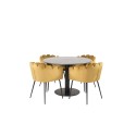 Estelle runt Matbord - Svart / Svart marmor - ø106*H75+Limhamn - Tool - Gold Velvet