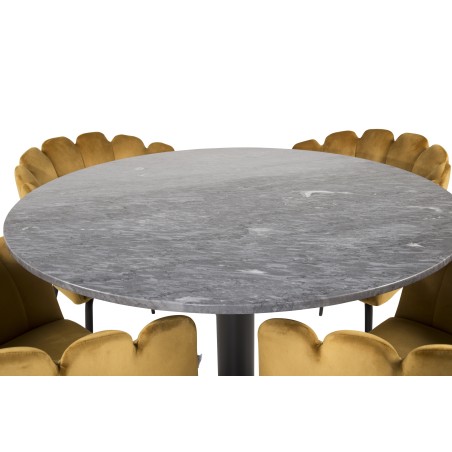 Estelle runt Matbord - Svart / Svart marmor - ø106*H75+Limhamn - Tool - Gold Velvet
