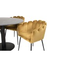 Estelle runt Matbord - Svart / Svart marmor - ø106*H75+Limhamn - Tool - Gold Velvet