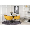 Estelle runt Matbord - Svart / Svart marmor - ø106*H75+Limhamn - Tool - Gold Velvet