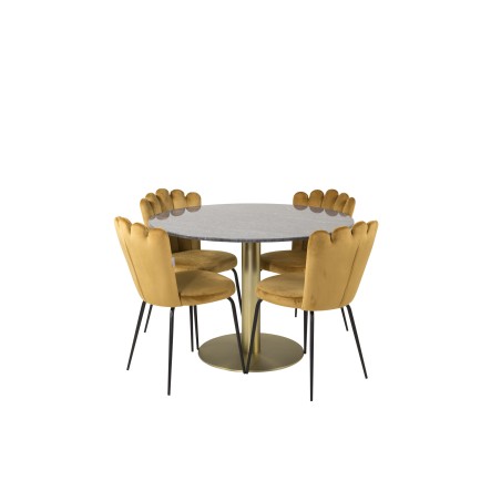 Estelle runt Matbord - Borstad Mässing / Svart marmor - ø106*H75+Limhamn Light - Tool - Gold Velvet